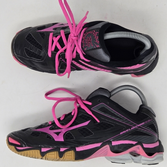 Mizuno Wave Lightning RX3 Black Pink Volleyball Court Shoes Size 7 Women's - Picture 1 of 10